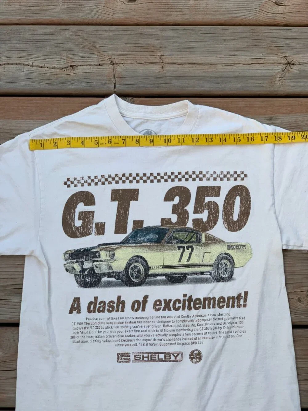 Shelby Mustang GT 350 T Shirt Mens Medium Tan Logo Classic Ford Car Racing